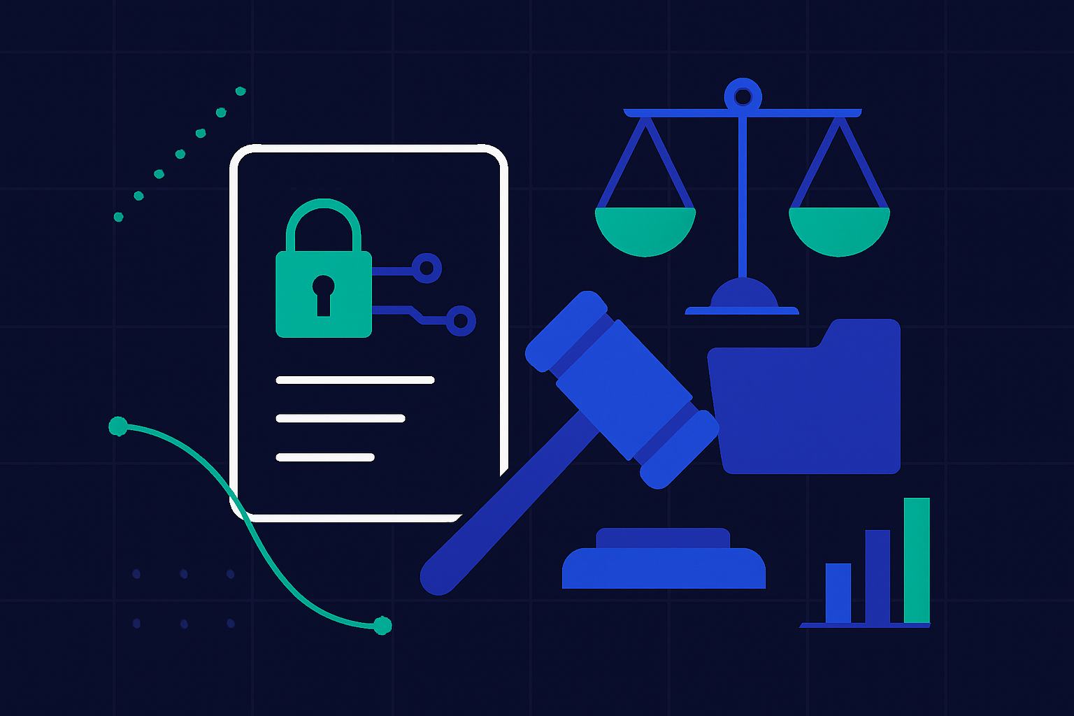 Ilustración editorial: Proteccion de datos e inteligencia artificial